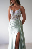Annabel Embellished Bodycon Gown | Sage | Oh Hello Clothing | XS (6)