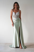 Annabel Embellished Bodycon Gown | Sage | Oh Hello Clothing | XS (6)