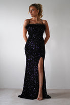 Mira Sequin Feather Maxi Gown | Black | Oh Hello Clothing | S (8)