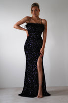 Mira Sequin Feather Maxi Gown | Black | Oh Hello Clothing | S (8)