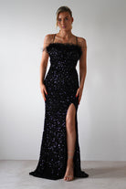 Mira Sequin Feather Maxi Gown | Black | Oh Hello Clothing | S (8)