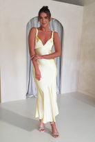 Bethanie Soft Satin Maxi Dress | Yellow | Oh Hello Clothing | XS (6)