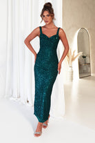 Cosette Sequin Midi Dress | Emerald Green | Oh Hello Clothing | S (8)