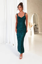 Cosette Sequin Midi Dress | Emerald Green | Oh Hello Clothing | S (8)