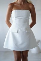 Karla Structured Strapless Mini Dress | White | Oh Hello Clothing | XS (6)