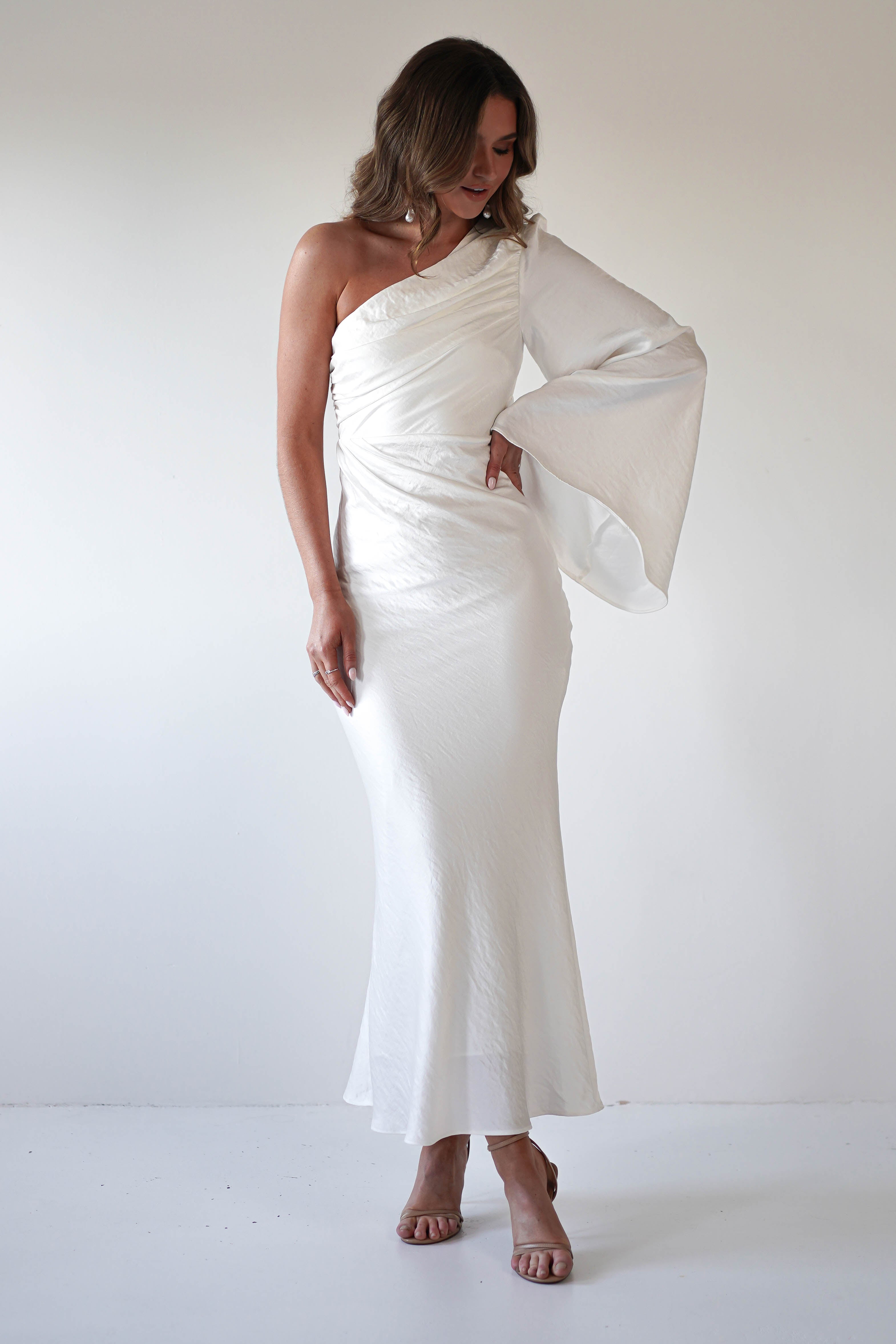 Sylvana Silky Maxi Dress | Ivory - Oh Hello Clothing