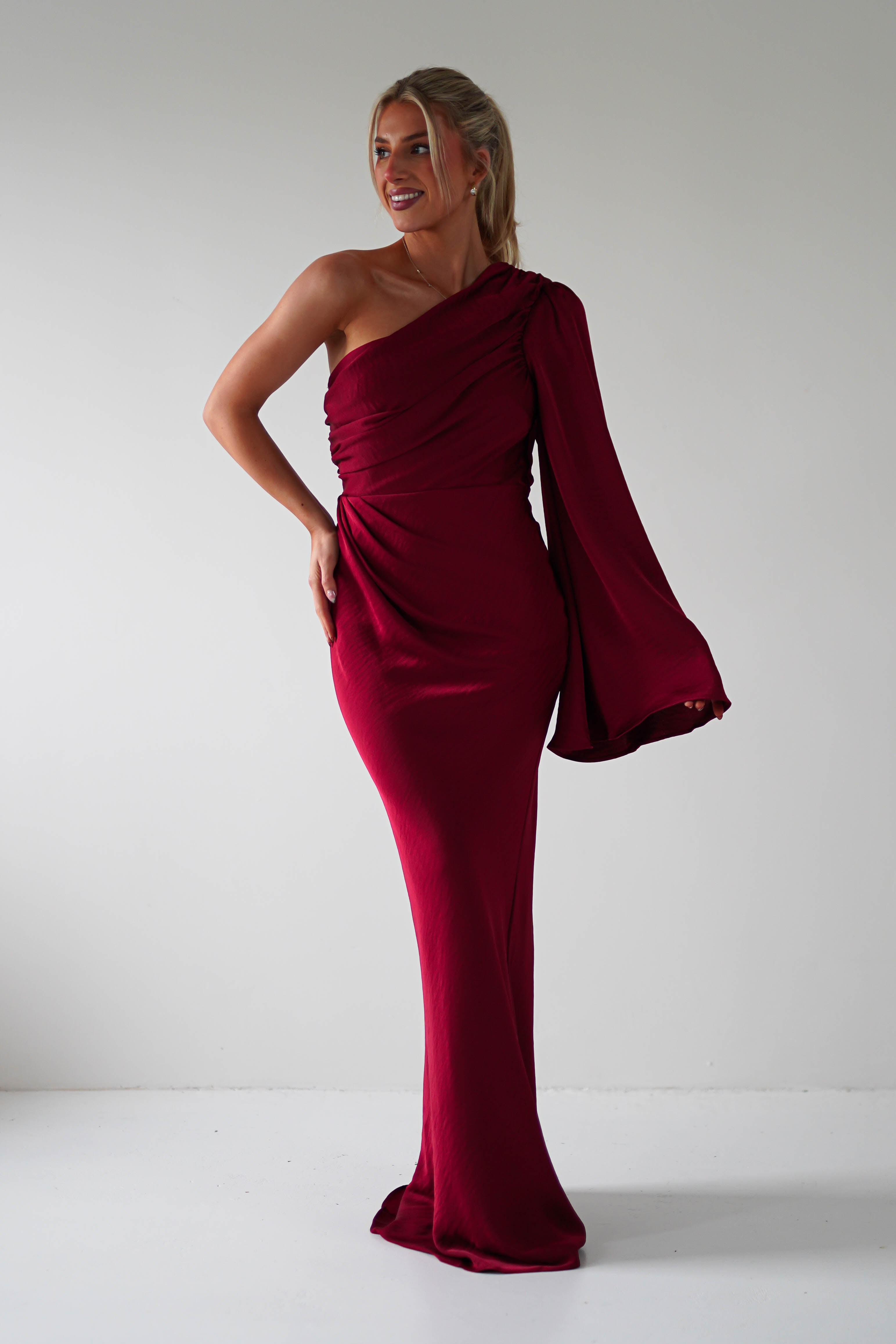 Elegance Silky Maxi Dress | Wine | Oh Hello Clothing | S (8)