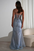 Elyse Glitter Strapless Gown | Light Blue/Silver | Oh Hello Clothing | XS (6)