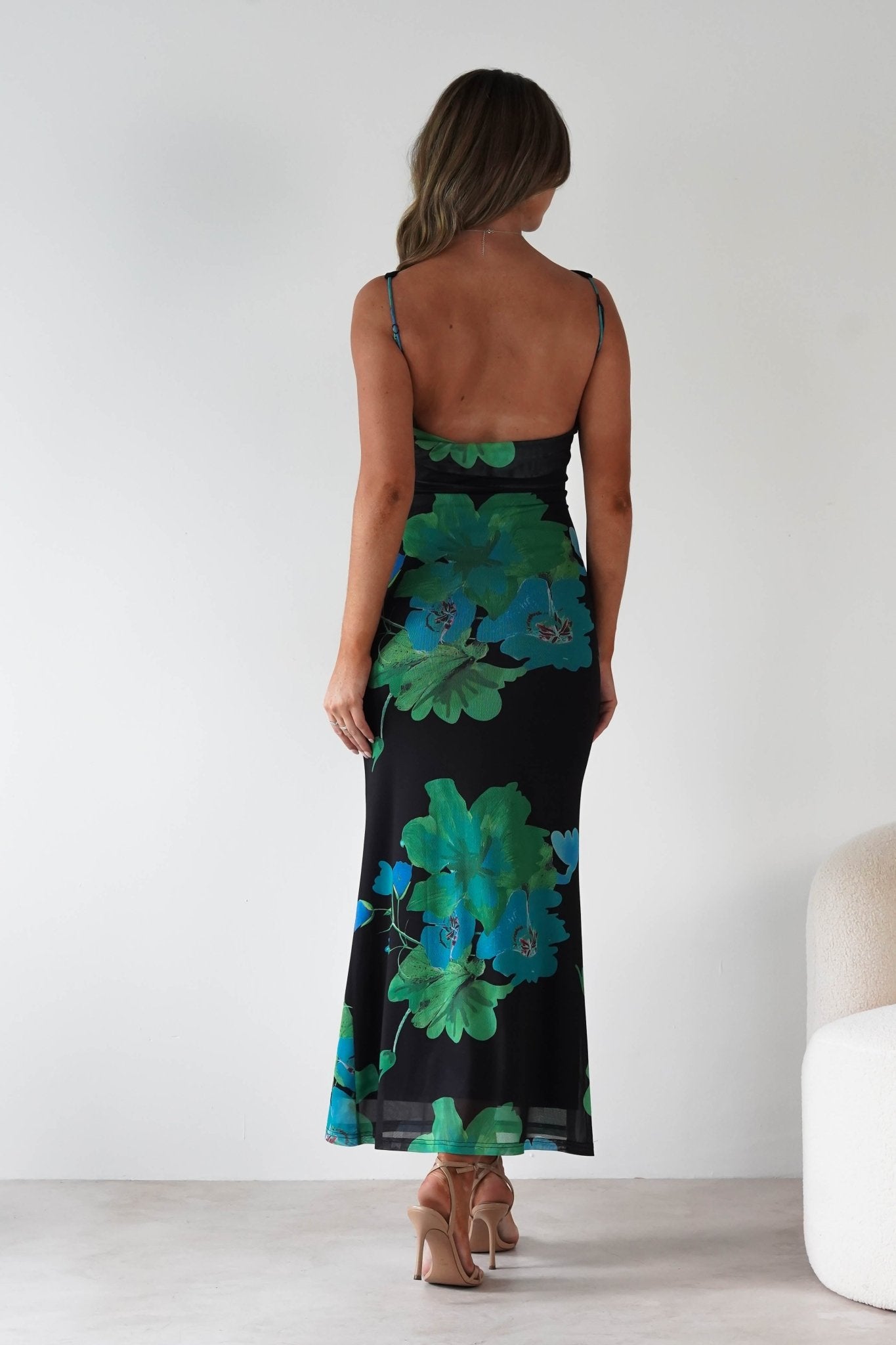 Elysia Bodycon Mesh Maxi Dress | Black/Green | Oh Hello Clothing | XS (6)