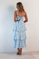 Emily Floral Ruffle Maxi Dress | Blue/White | Oh Hello Clothing | 6