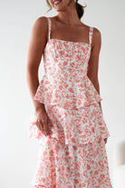 Emily Floral Ruffle Maxi Dress | Orange Print | Oh Hello Clothing | 6