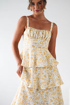 Emily Floral Ruffle Maxi Dress | Yellow Print | Oh Hello Clothing | 6