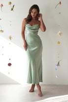Everleigh Soft Satin Midi Dress | Sage | Oh Hello Clothing | XS (6)