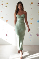 Everleigh Soft Satin Midi Dress | Sage | Oh Hello Clothing | XS (6)