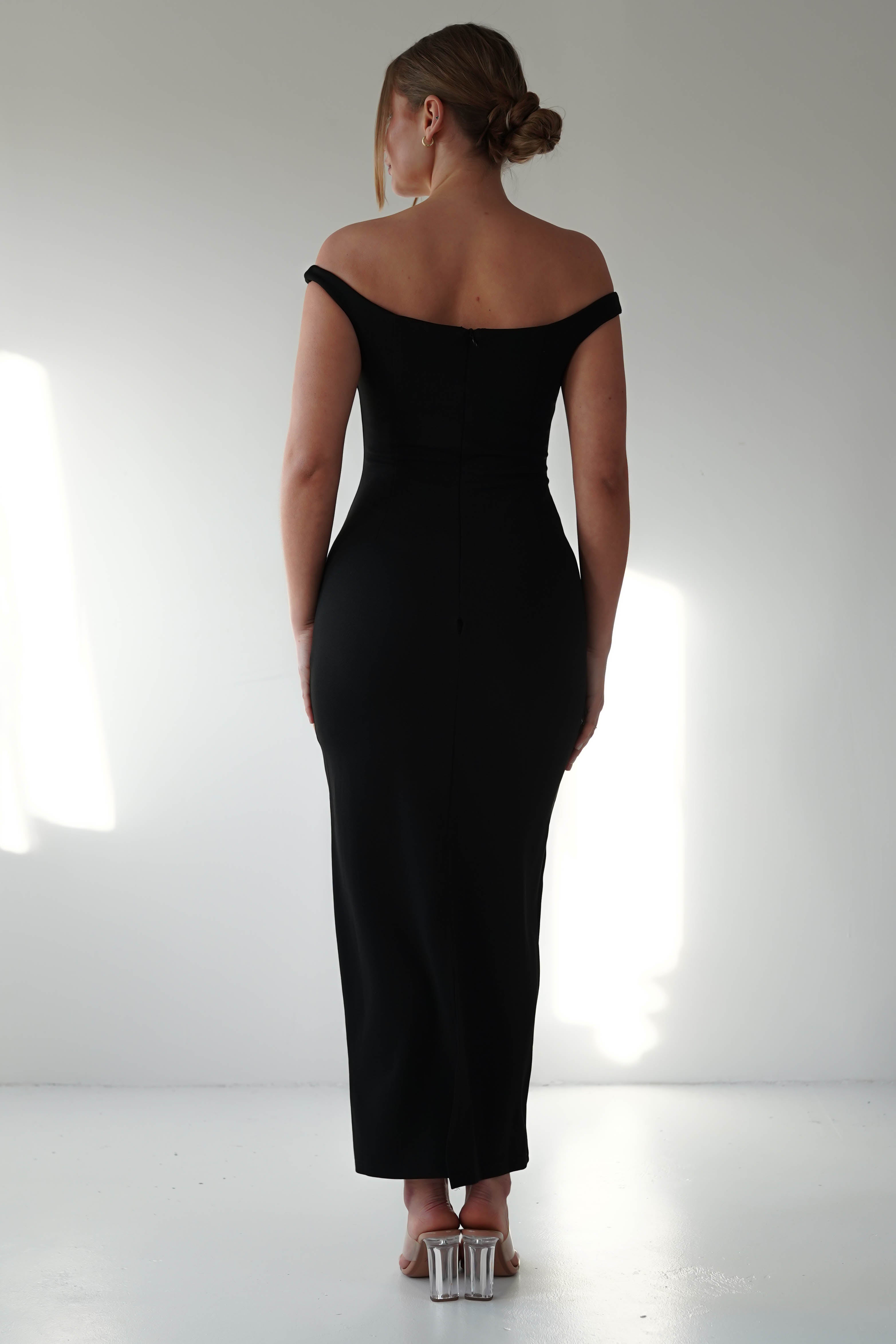 Glenda Contrast Bodycon Midaxi | Black | Oh Hello Clothing | XS (6)