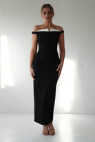 Glenda Contrast Bodycon Midaxi | Black | Oh Hello Clothing | XS (6)