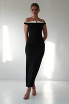 Glenda Contrast Bodycon Midaxi | Black | Oh Hello Clothing | XS (6)