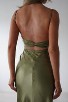 Grace Soft Satin Maxi Dress | Olive | Oh Hello Clothing | XS (6)