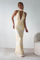 Halsey Tie Back Maxi Dress | Light Yellow | Oh Hello Clothing | XS (6)