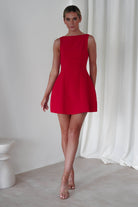 Hannah Structured Mini Dress | Red | Oh Hello Clothing | XS (6)