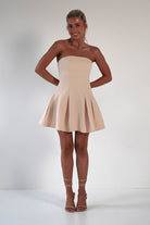 Harper Pleated Mini Dress | Apricot Cream | Oh Hello Clothing | XS (6)