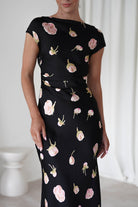 Hazel Soft Floral Maxi Dress | Black | Oh Hello Clothing | XS (6)