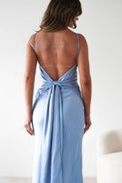 Hermie Silky Satin Maxi Dress | Blue | Oh Hello Clothing | XS (6)