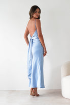 Hermie Silky Satin Maxi Dress | Blue | Oh Hello Clothing | XS (6)
