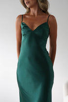 Hermie Silky Satin Maxi Dress | Forest Green | Oh Hello Clothing | XS (6)