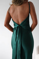 Hermie Silky Satin Maxi Dress | Forest Green | Oh Hello Clothing | XS (6)