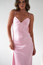 Hermie Silky Satin Maxi Dress | Pink | Oh Hello Clothing | XS (6)