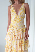 Karlie Floral Print Maxi Dress | Yellow | Oh Hello Clothing | XS (6)