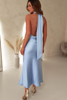 Kaylah Satin Halter Neck Maxi Dress | Light Blue - Oh Hello Clothing