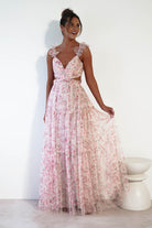 Khristina Floral Tulle Maxi Dress | Cream - Oh Hello Clothing
