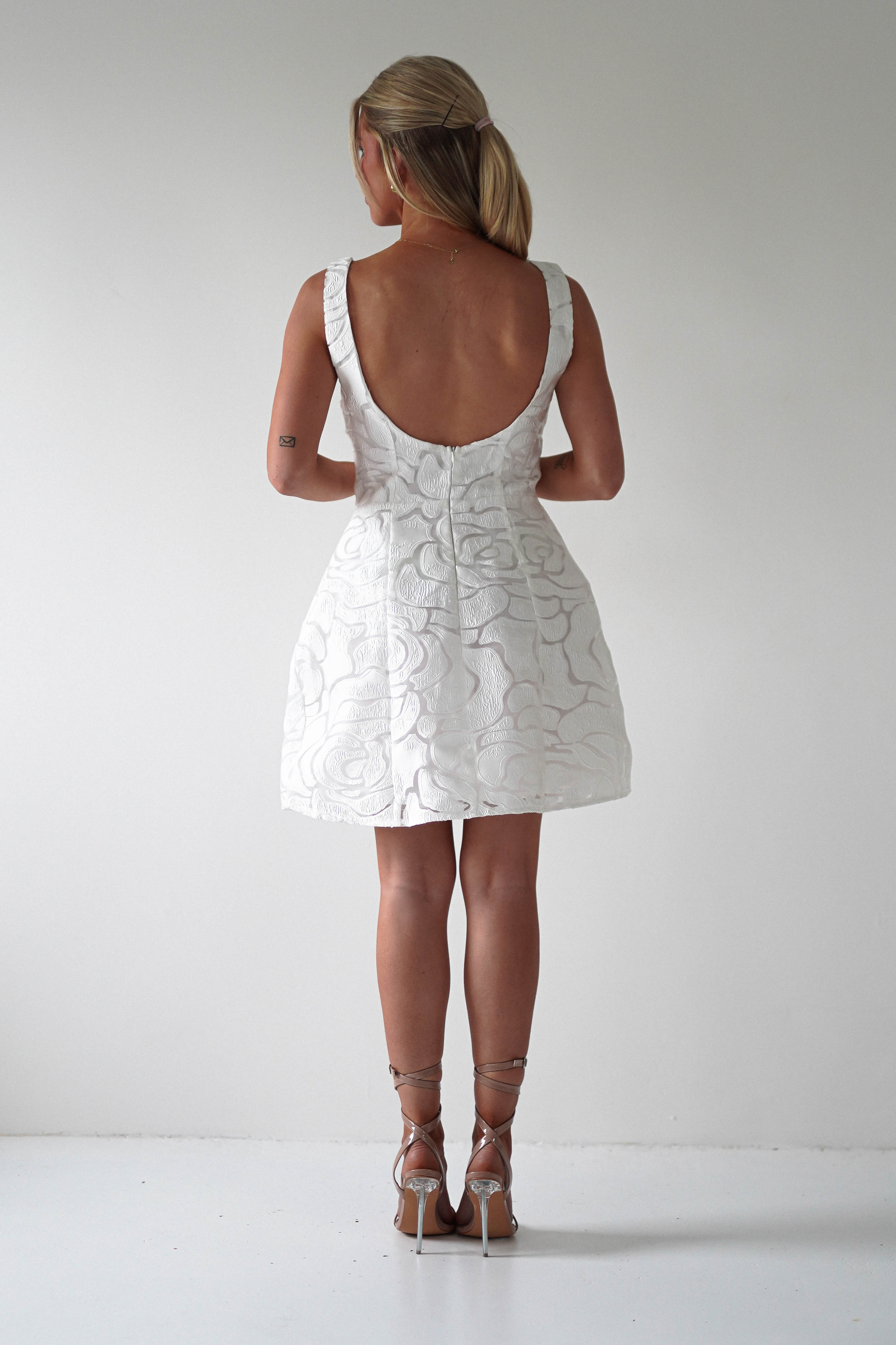 Lanie Round Neck Mini Dress | White | Oh Hello Clothing | XS (6)
