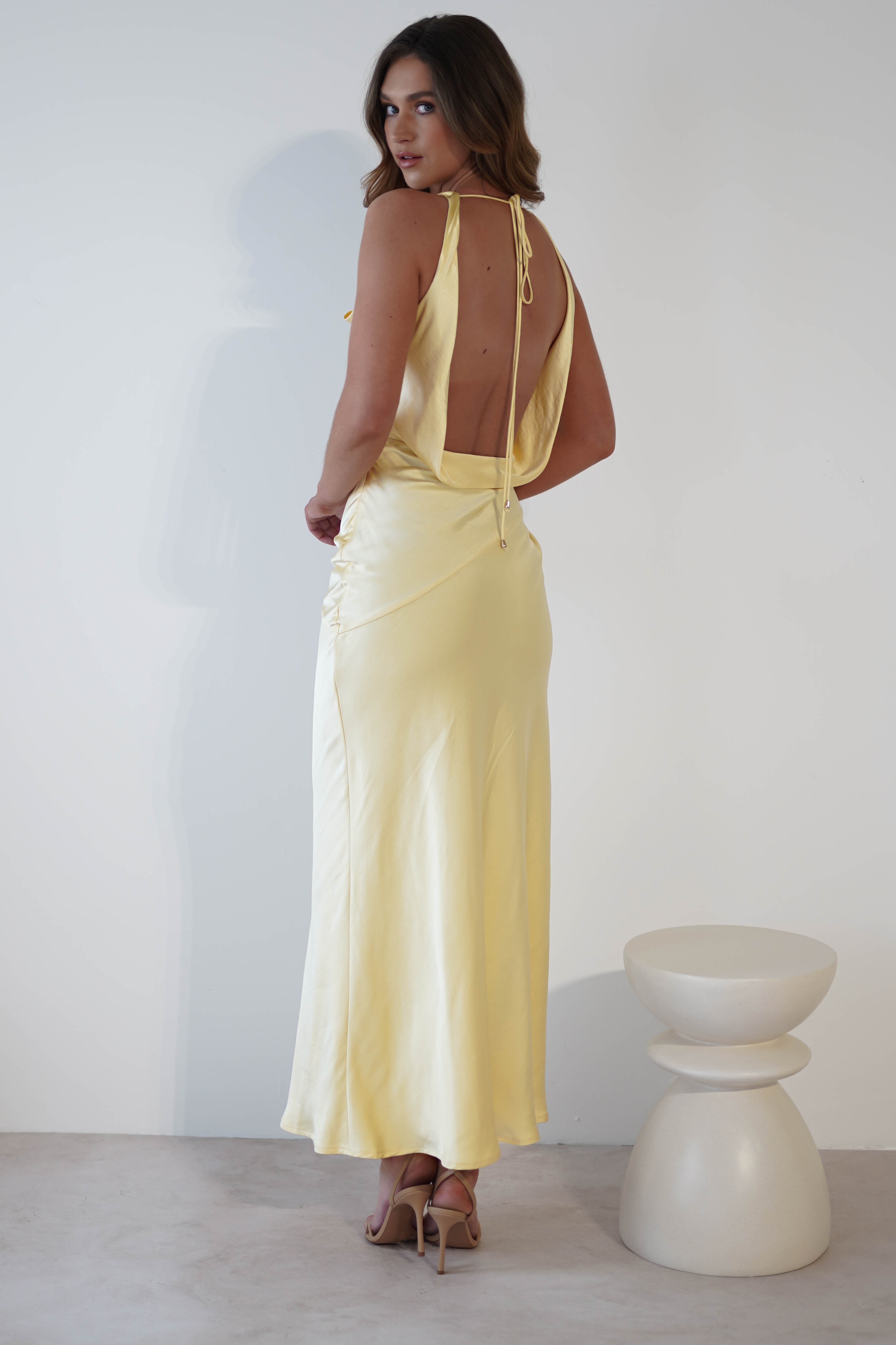 Leah Cowl Neckline Maxi Dress | Yellow | Oh Hello Clothing | XS (6)