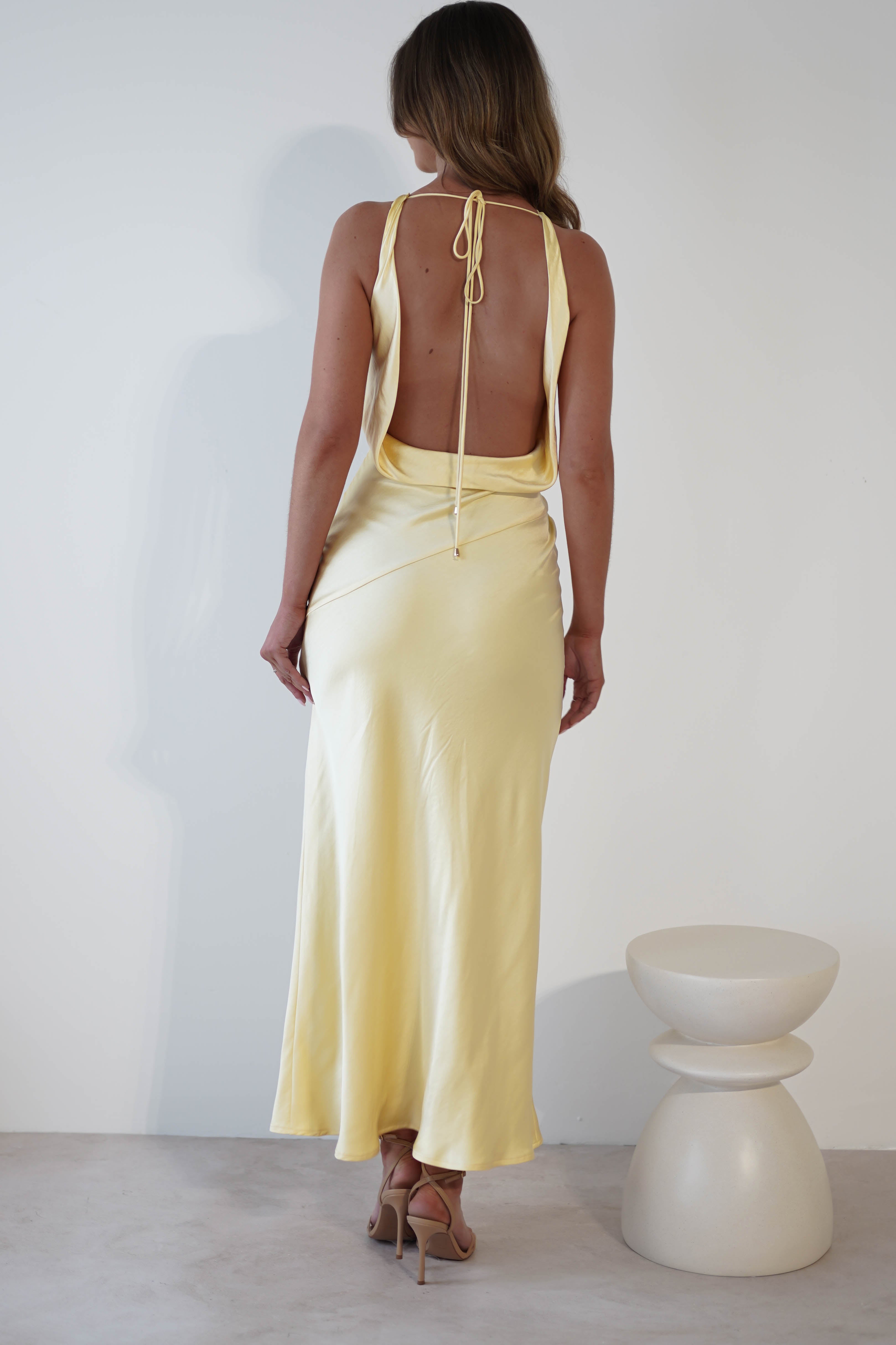 Leah Cowl Neckline Maxi Dress | Yellow | Oh Hello Clothing | XS (6)