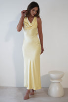 Leah Cowl Neckline Maxi Dress | Yellow | Oh Hello Clothing | XS (6)