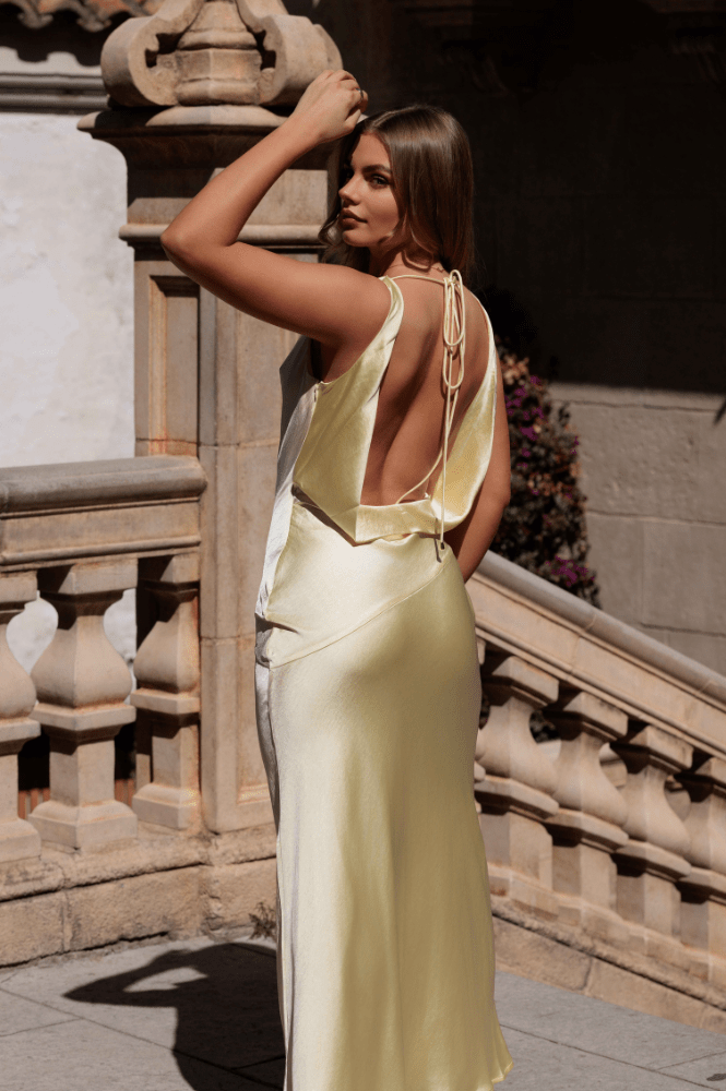 Leah Cowl Neckline Maxi Dress | Yellow | Oh Hello Clothing | XS (6)