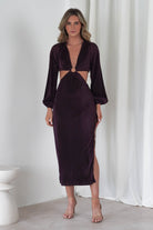 Lennon Ribbed Cut Out Maxi Dress| Dark Purple | Oh Hello Clothing | S (8)