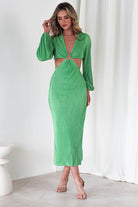 Lennon Ribbed Cut Out Maxi Dress| Green | Oh Hello Clothing | S (8)