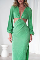 Lennon Ribbed Cut Out Maxi Dress| Green | Oh Hello Clothing | S (8)