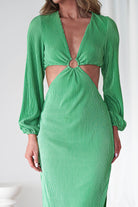 Lennon Ribbed Cut Out Maxi Dress| Green | Oh Hello Clothing | S (8)