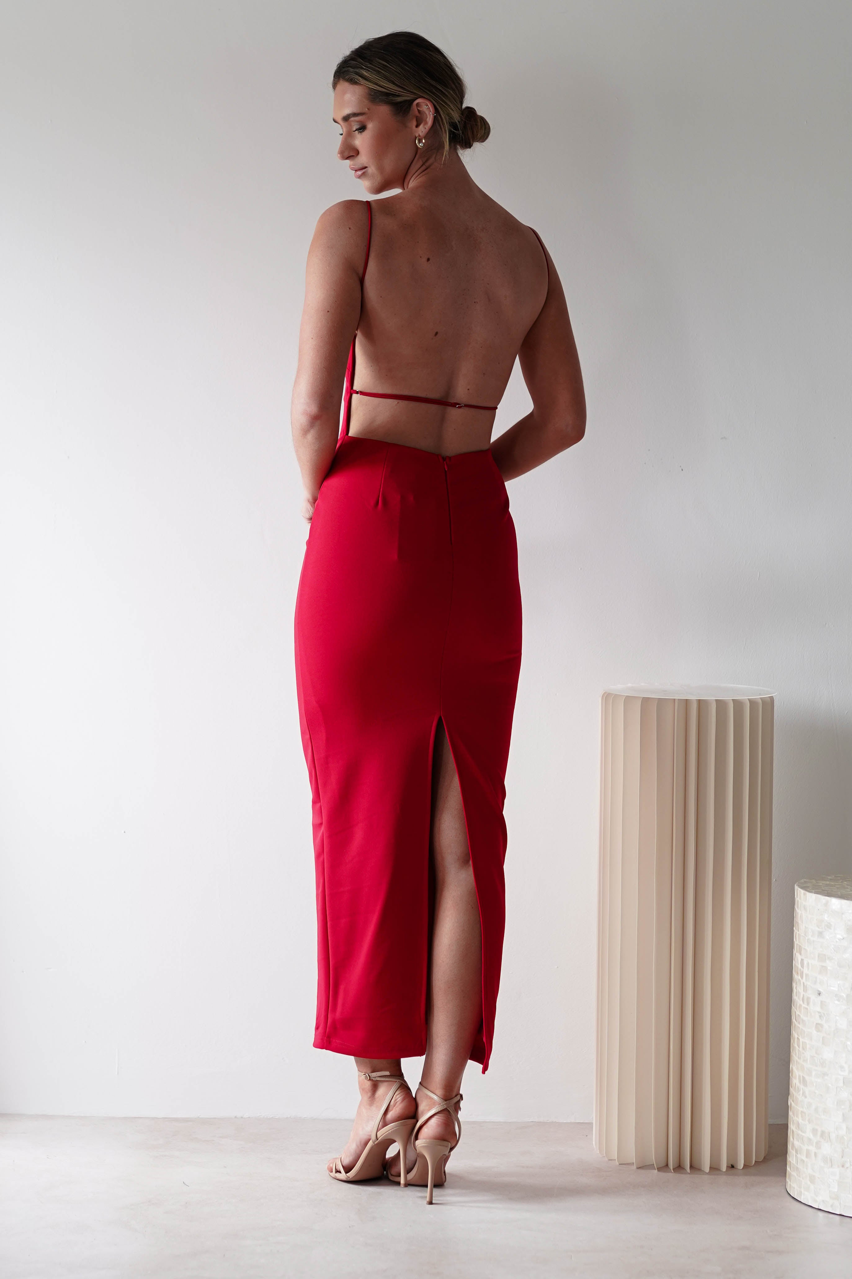 Letty Square Neck Maxi Dress | Red | Oh Hello Clothing | XS (6)