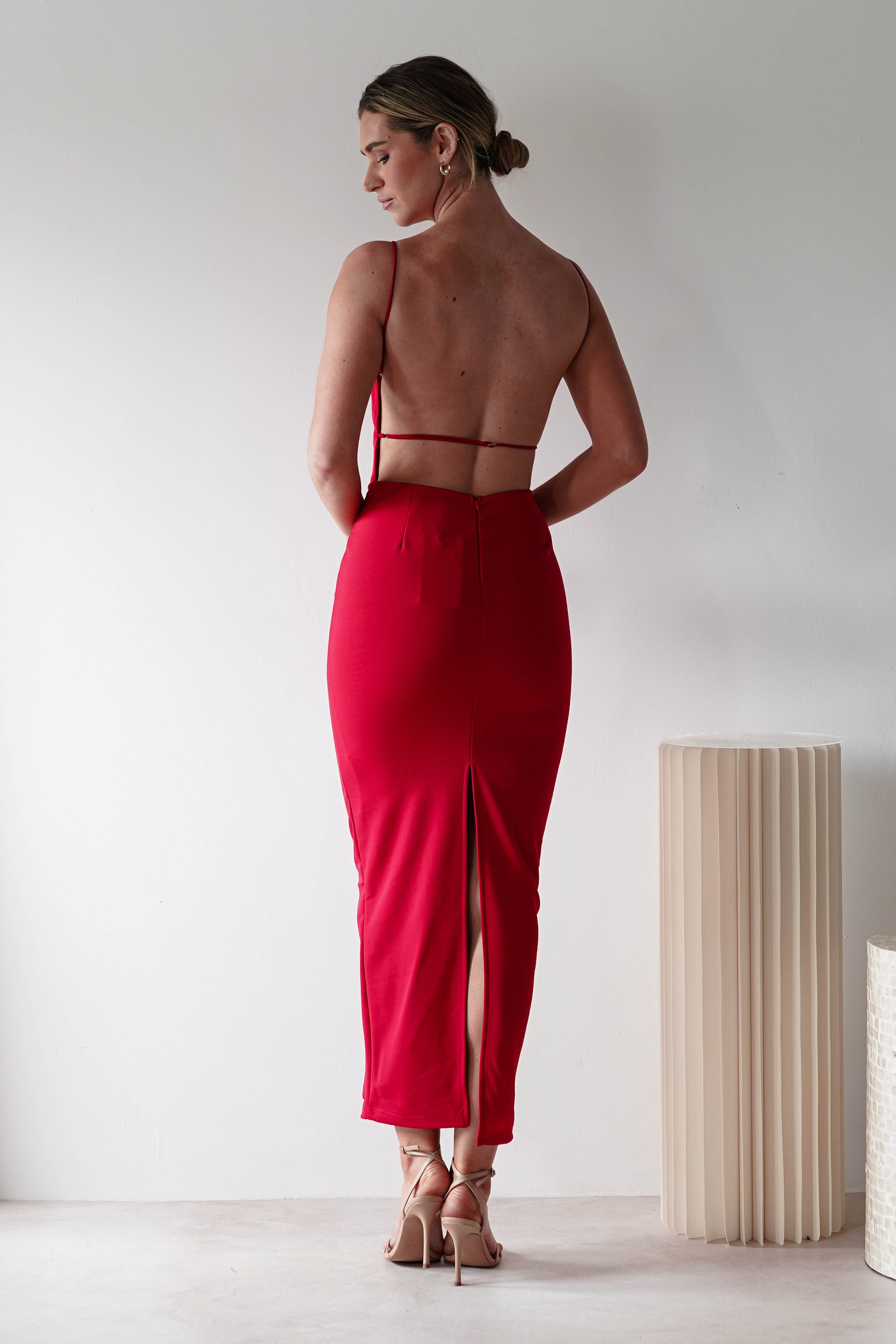 Letty Square Neck Maxi Dress | Red | Oh Hello Clothing | XS (6)