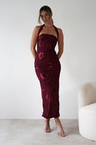 Lilani Textured Midaxi Dress | Wine | Oh Hello Clothing | XS (6)