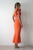 Logen Ruffle Sleeve Midaxi | Orange - Oh Hello Clothing