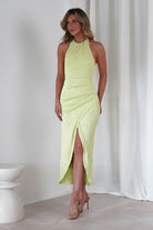 Louisa Ribbed Midaxi Dress | Lime | Oh Hello Clothing | XS (6)