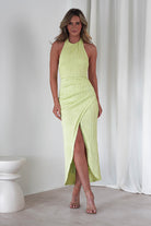 Louisa Ribbed Midaxi Dress | Lime | Oh Hello Clothing | XS (6)