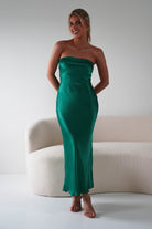 Lucia Soft Satin Slip Midi Dress | Emerald Green | Oh Hello Clothing | XS (6)